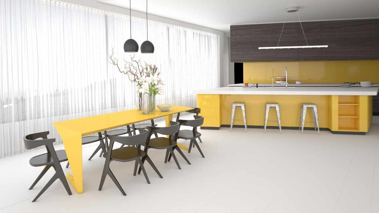 home with yellow and gray accents 